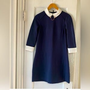 Navy Ted Baker Dress with Collar and Cuffs Size 1